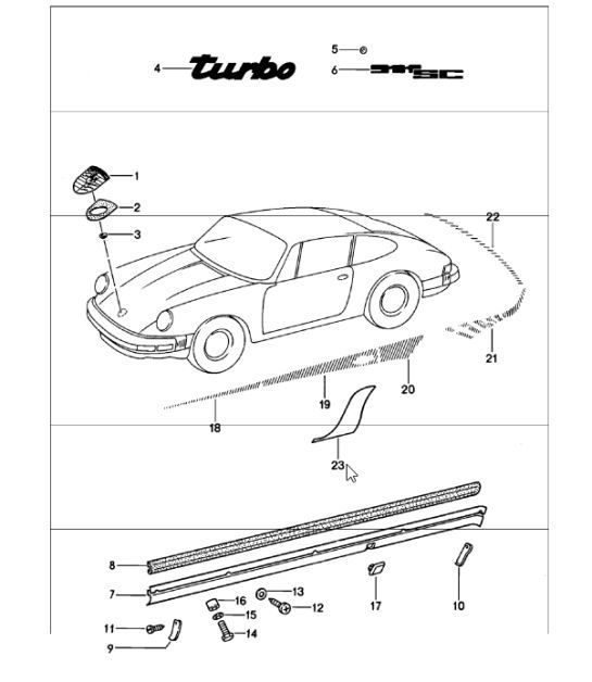 Diagram 810-00 Porsche 911/912 (1965-1989) Carrosserie