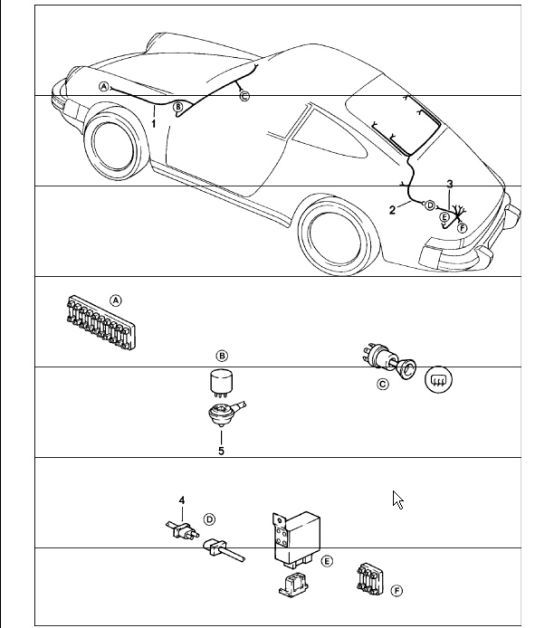 Diagram 902-16 Porsche 993 (911) (1994-1998) Materiale elettrico