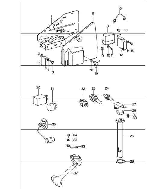 Diagram 903-00 Porsche 924 (1977-1988) Electrical equipment