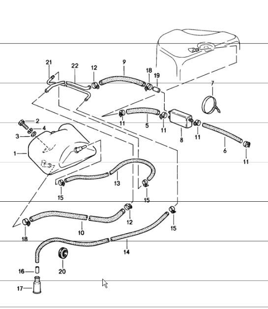Diagram 201-15 Porsche Cayman GTS 718 2.5L PDK (365 Bhp) Sistema di alimentazione, sistema di scarico