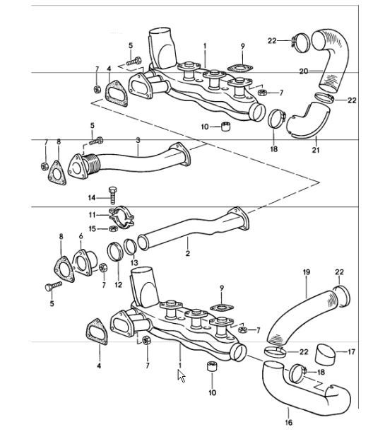 Diagram 202-10 Porsche 911 1987-1989 3.2L G50 Sistema di alimentazione, sistema di scarico