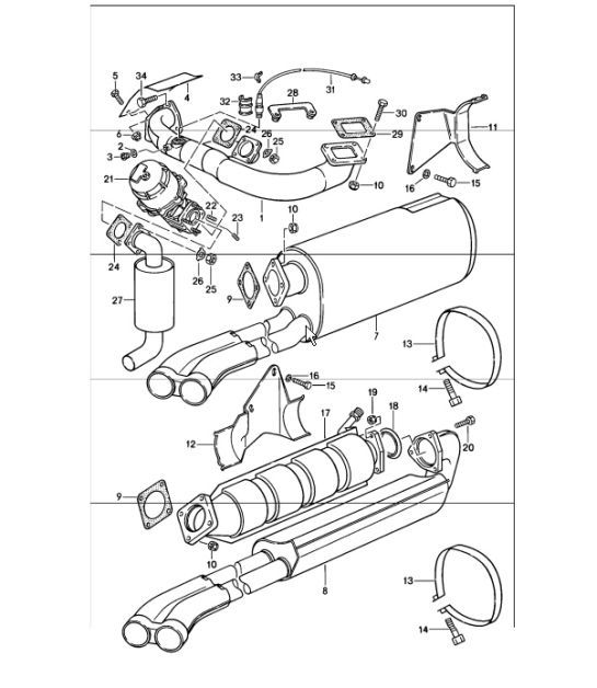 Diagram 202-15 Porsche 卡宴 92A（958） 2010-2017 燃油系统、排气系统