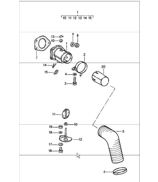 Diagram 202-20 Porsche 911/912 (1965-1989) Sistema de combustible, sistema de escape
