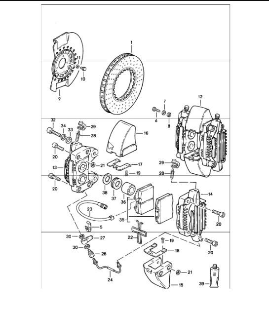 Diagram 602-05 Porsche 968 CS 3.0L 1993-95 Roues, Freins