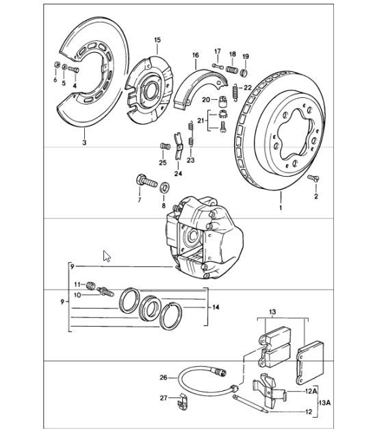 Diagram 603-00 Porsche 996 C2 3.4L 1997-08/01 Wheels, Brakes