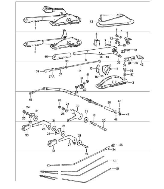Diagram 701-05 Porsche 996 C4 3.4L 1997-08/01 Sistema de palanca manual, conjunto de pedales 