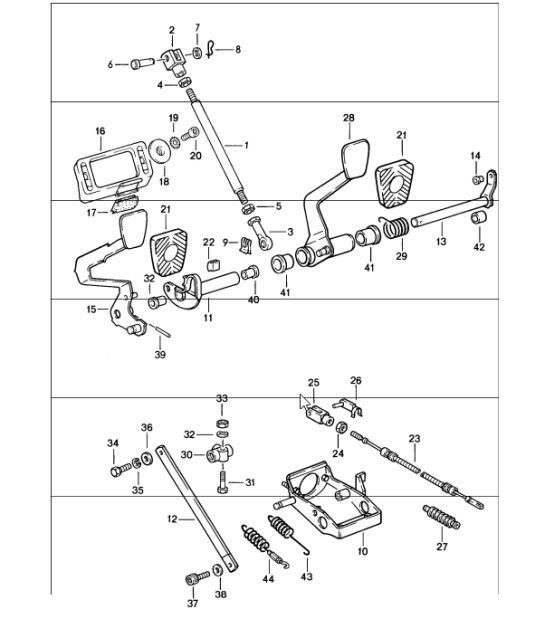 Diagram 702-00 Porsche 968 涡轮增压 S 3.0L 1993-94 手柄系统、踏板组 