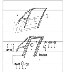 Door glass frame 911 COUPE 1984-86