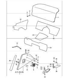 equipaggiamento interno posteriore 911 1984-86 CABRIO