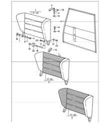 Rücksitzlehne (bei Fahrzeugen mit Pos. 9 - 13 ist eine Nacharbeit erforderlich) 911 1984-86 COUPE / TARGA