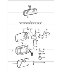 interior mirror, door mirror 911 1984-86