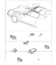wiring harnesses: FRONT luggage compartment interior lights, sunroof, convertible top control, electric 911 1984-86