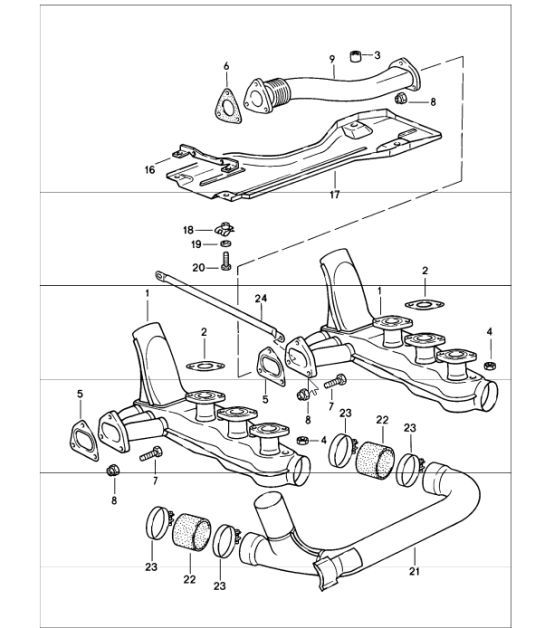 Diagram 202-05 Porsche Cayenne S 4.5L V8 2003>> Fuel System, Exhaust System