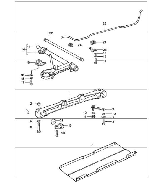 Diagram 401-00 Porsche 911/912 (1965-1989) Eje delantero, dirección 