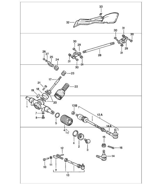 Diagram 403-00 Porsche 997 Carrera 2 3.6L 2005>> Assale anteriore, sterzo 