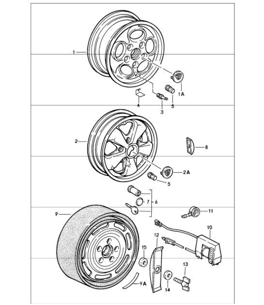 Diagram 601-00 Porsche 卡宴 3.0L 柴油 2007>> 车轮、制动器