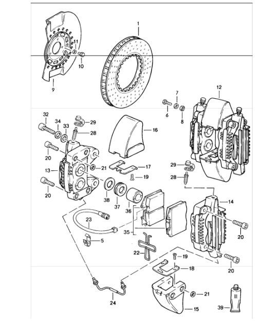 Diagram 602-05 Porsche Cayenne S V6 3.0L Híbrido 380 CV Ruedas, Frenos