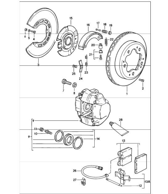 Diagram 603-00 Porsche Cayman 2.9L 987C MKII 2009-12 Ruedas, Frenos