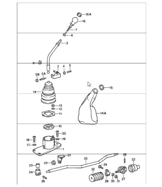 Diagram 701-00 Porsche Cayenne 9PA1 (957) 2007-2010 Hand Lever System, Pedal Cluster 