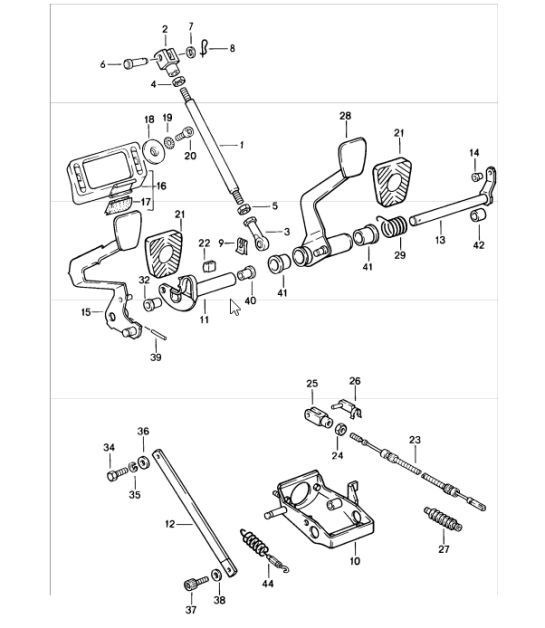 Diagram 702-00 Porsche 卡宴 9PA1 (957) 2007-2010 手柄系统、踏板组 