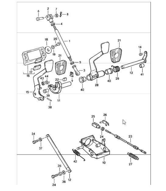Diagram 702-05 Porsche 911 和 912（1965-1989） 手柄系统、踏板组 