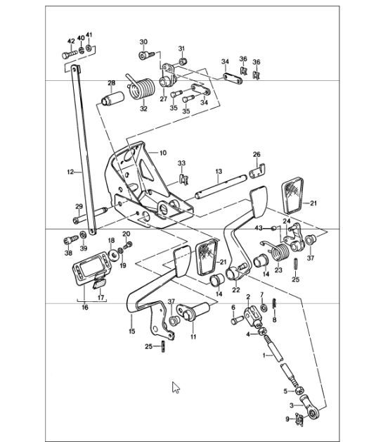 Diagram 702-06 Porsche Cayman 987C/981C（2005-2016 年） 手柄系统、踏板组 