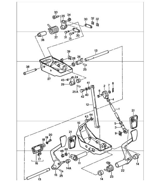 Diagram 702-07 Porsche Macan S 汽油 3.0L V6 340Bhp 手柄系统、踏板组 