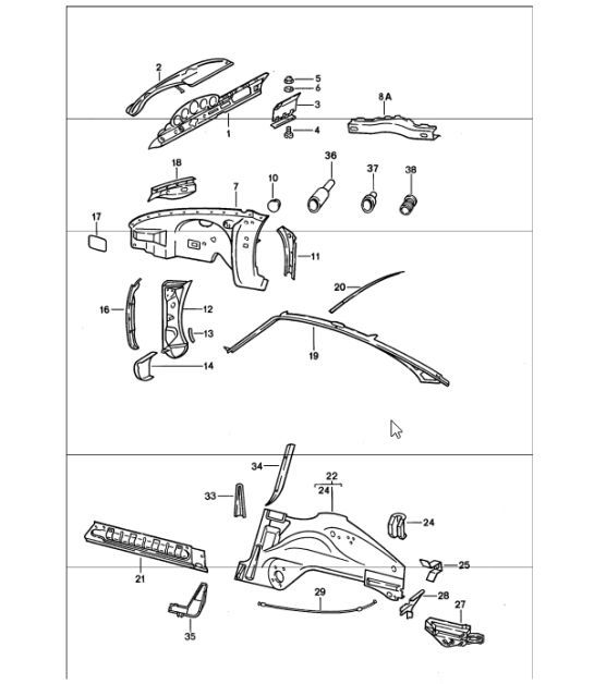 Diagram 801-20 Porsche 911 Turbo 3.3L 1978-89 Carrocería