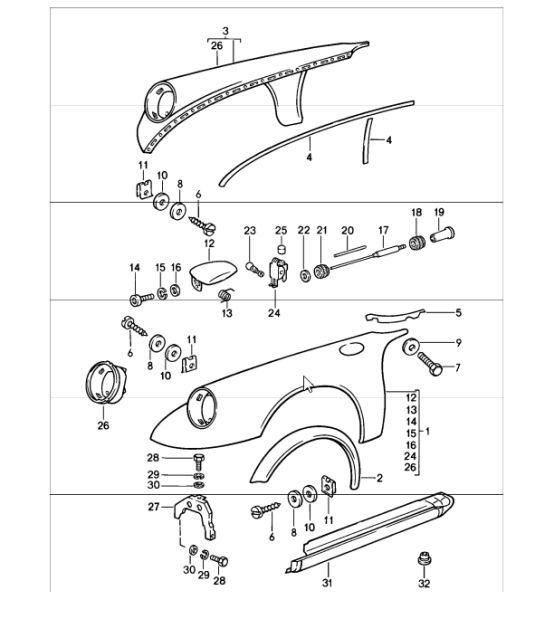 Diagram 801-30 Porsche 991 Carrera C2 3.4L（350马力）  车身