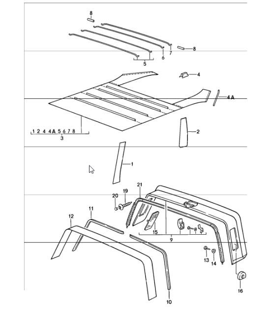 Diagram 807-06 Porsche 356 (1950-1965) Carrosserie