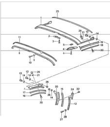 emergency folding top seal, roof frame 911 SPEEDSTER 1989