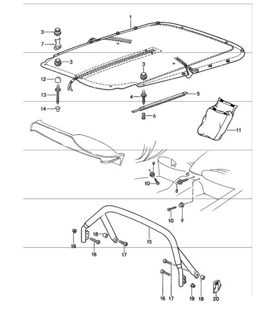 Diagram 811-40 Porsche Boxster Spyder 3.8L 2016 Carrosserie
