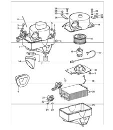 condizionatore d'aria, alloggiamento dell'evaporatore, parti singole 911 1987-89