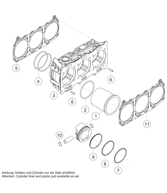 Cylinder and piston 911 (991) GT3 CUP 2016