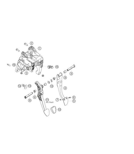 Diagram 7.7-01 Porsche 991 (911) MK2 2016-2018 Système de levier manuel, groupe de pédales 