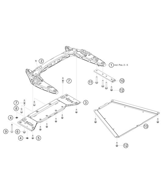 Diagram 4.4-01 Porsche Cayenne 92A (958) 2010-2017 Front Axle, Steering 