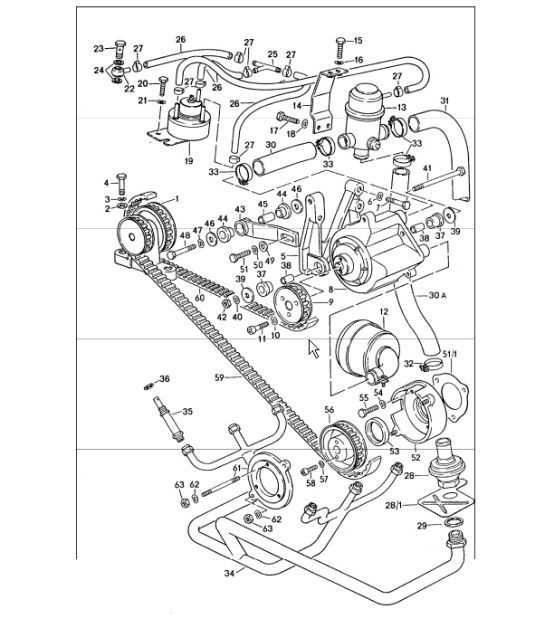 Diagram 108-00 Porsche 996 C4 3.4L 1997-08/01 Motor
