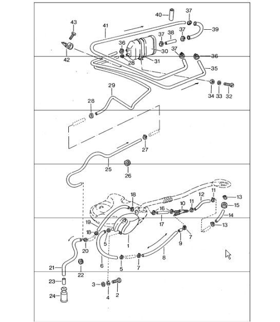 Diagram 201-30 Porsche Cayman S 3.4L 987C 2005-08 Fuel System, Exhaust System