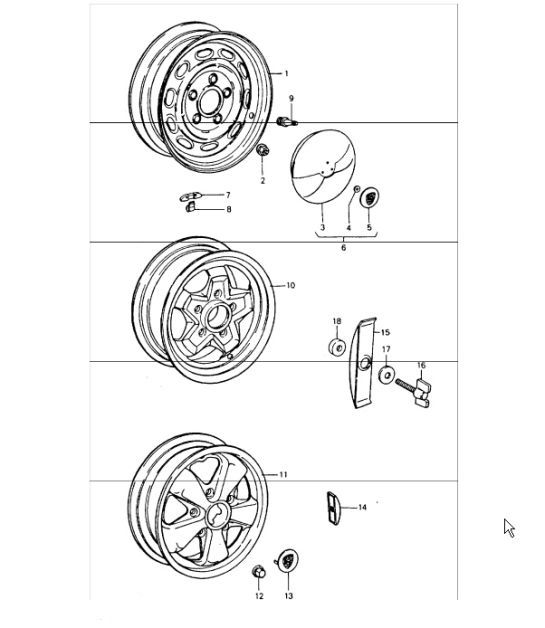 Diagram 601-00 Porsche 996 C4 3.4L 1997-08/01 Ruedas, Frenos