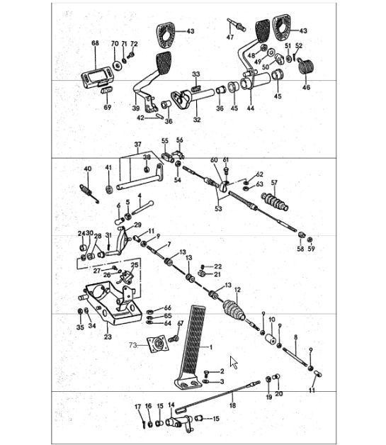 Diagram 702-00 Porsche Cayenne S 4.5L V8 2003>> Sistema a leva manuale, gruppo pedali 