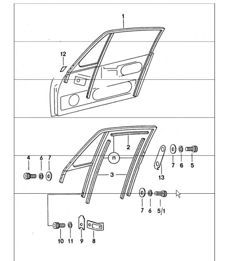 door glass frame 911 TURBO 1975-77