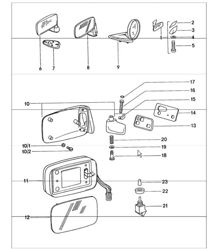 interior mirror, door mirror 911 TURBO 1975-77