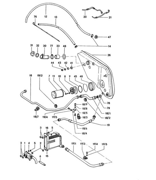Diagram 104-000 Porsche 356C 1963-65 Moteur