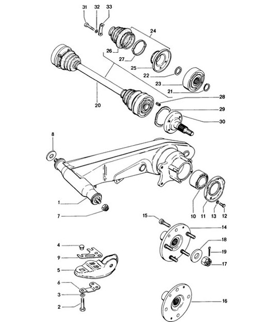 Diagram 501-000 Porsche 914 (1970-1976) Essieu arrière