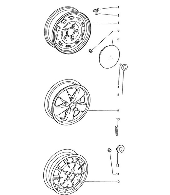 Diagram 601-000 Porsche Cayman 987C/981C(2005-2016 年) 车轮、制动器