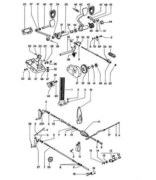 Diagram 702-000 Porsche 911 和 912(1965-1989) 手柄系统、踏板组