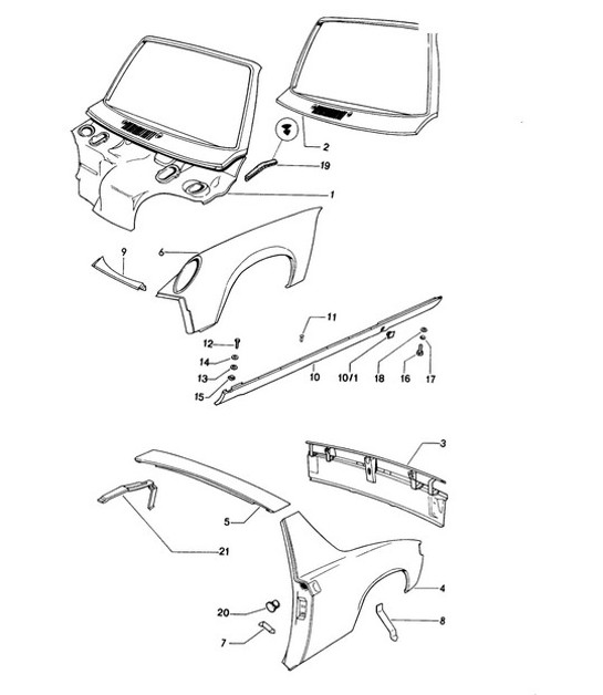 Diagram 801-020 Porsche Boxster 986/987/981（1997 年 - 2016 年）  车身