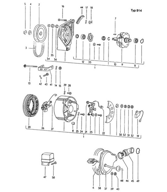 Diagram 902-005 Porsche 914 (1970-1976) Équipement électrique