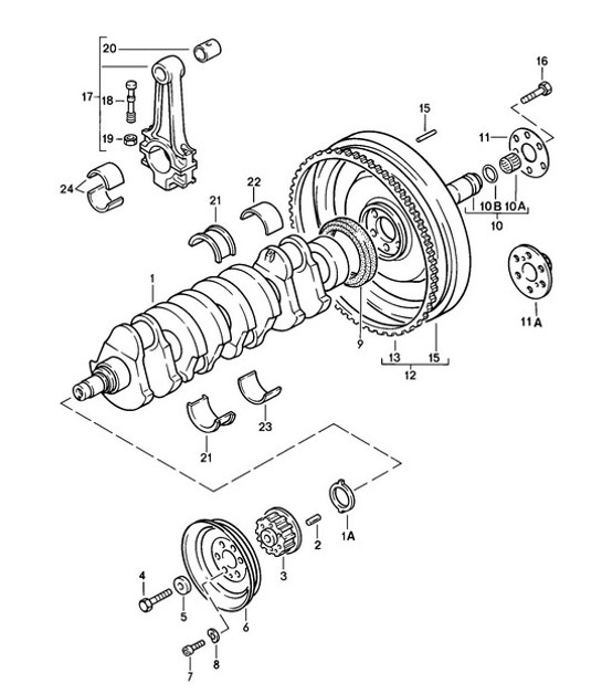 Diagram 102-000 Porsche 924 (1977-1988) Moteur