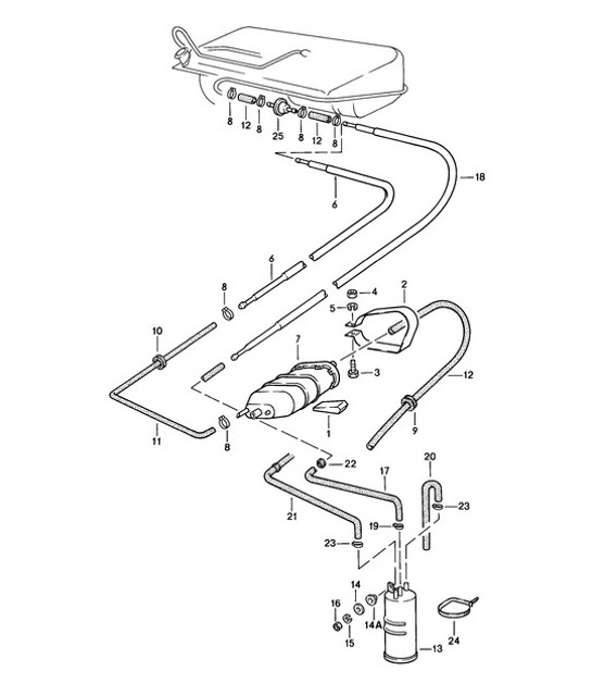 Diagram 201-005 Porsche Panamera 4 V6 3.6L 4WD Fuel System, Exhaust System
